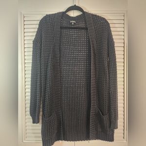 Black Open Knit Open Cardigan Small